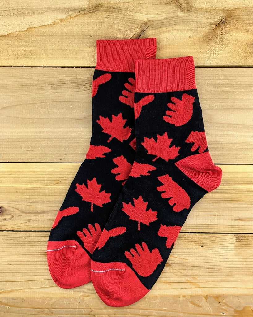 Maple Leaf and Bear Socks